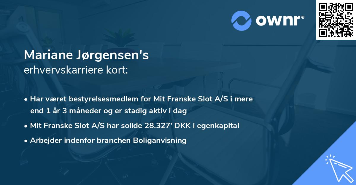 Mariane Jørgensen's erhvervskarriere kort