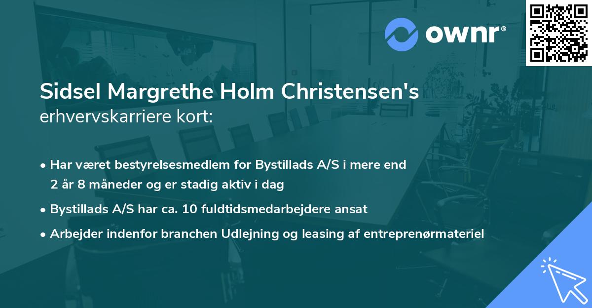 Sidsel Margrethe Holm Christensen's erhvervskarriere kort
