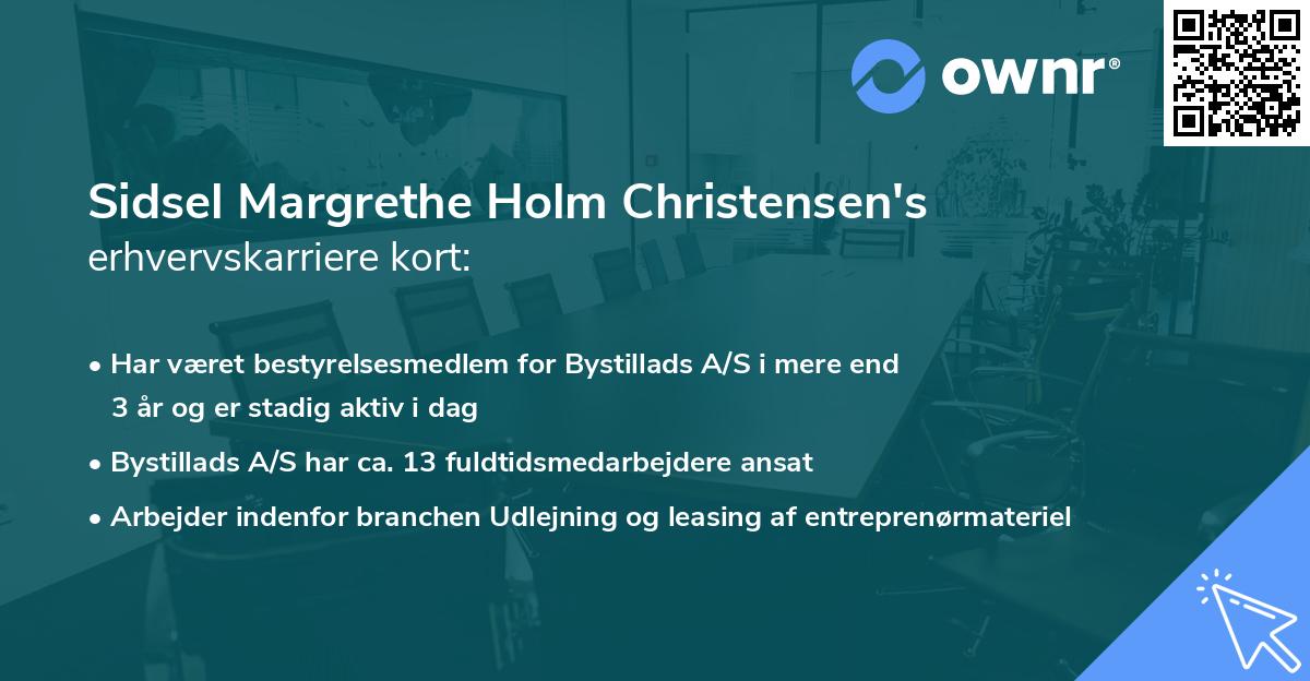 Sidsel Margrethe Holm Christensen's erhvervskarriere kort