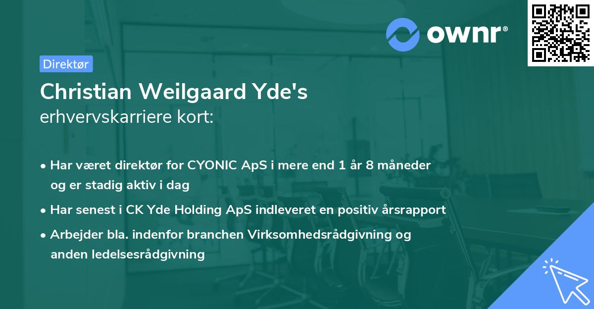 Christian Weilgaard Yde's erhvervskarriere kort