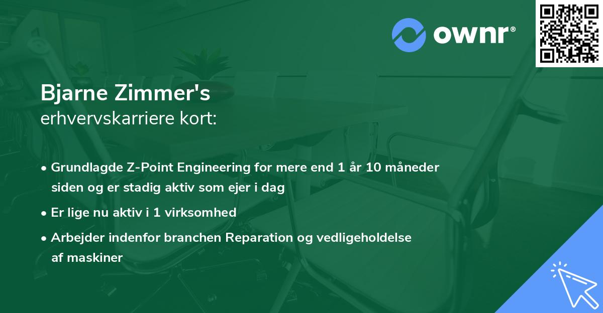 Bjarne Zimmer's erhvervskarriere kort