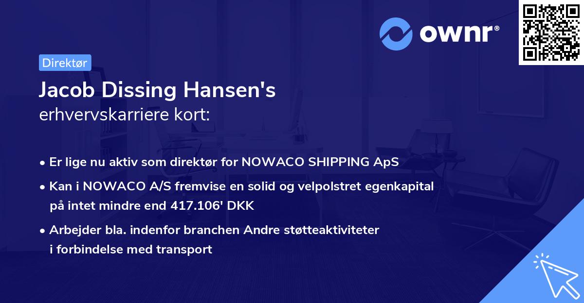Jacob Dissing Hansen's erhvervskarriere kort