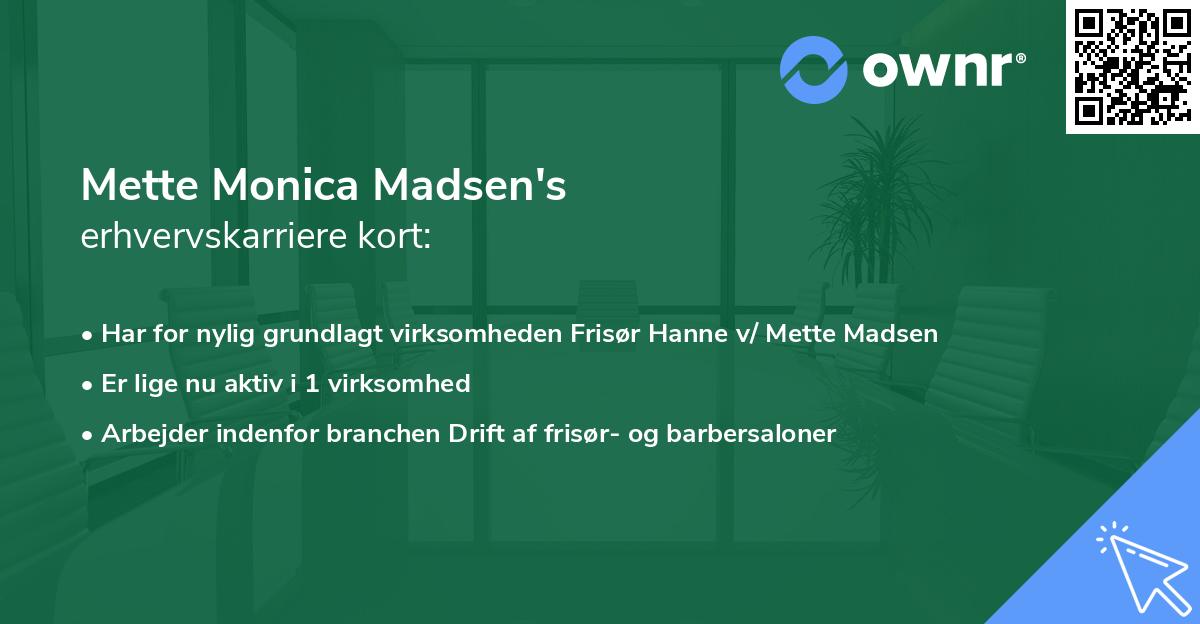 Mette Monica Madsen's erhvervskarriere kort