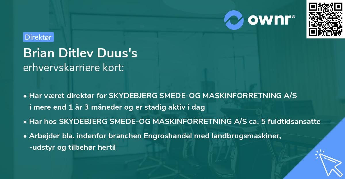 Brian Ditlev Duus's erhvervskarriere kort