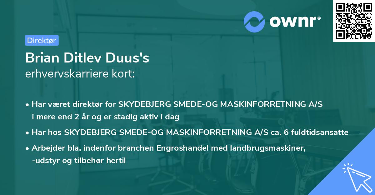 Brian Ditlev Duus's erhvervskarriere kort