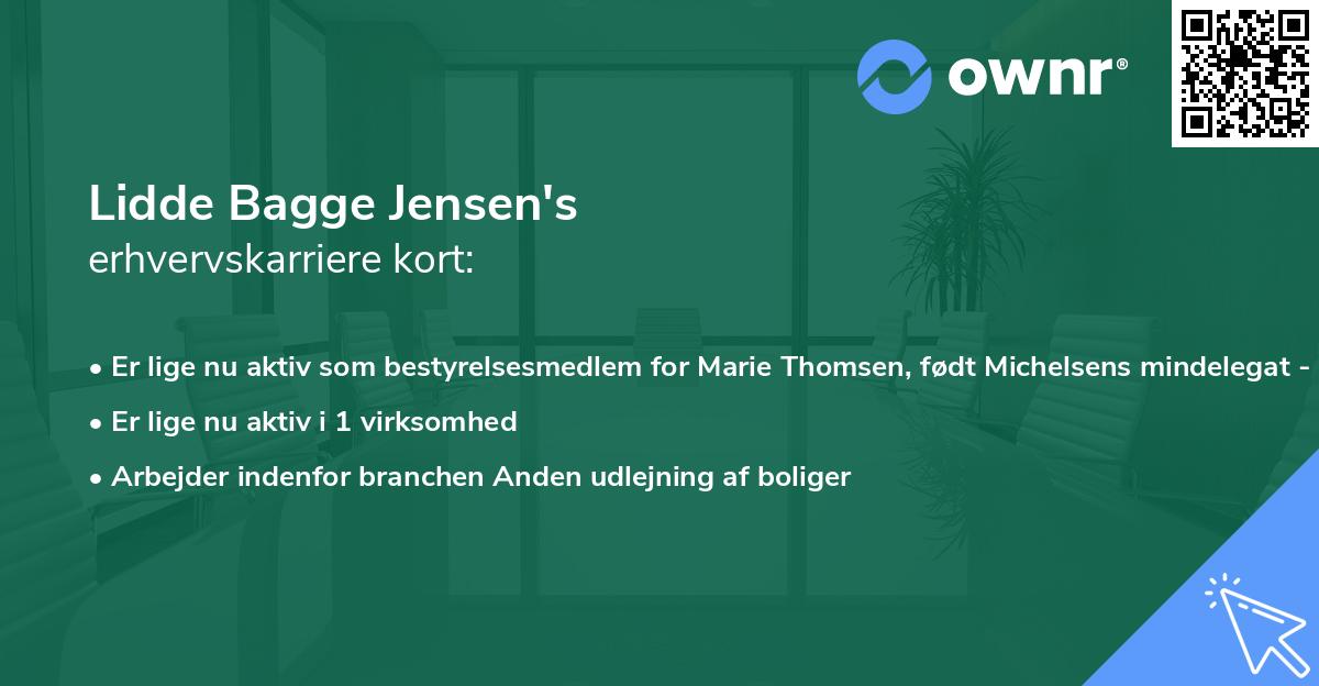 Lidde Bagge Jensen's erhvervskarriere kort