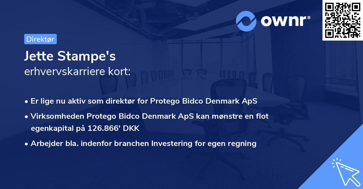 Jette Stampe's erhvervskarriere kort