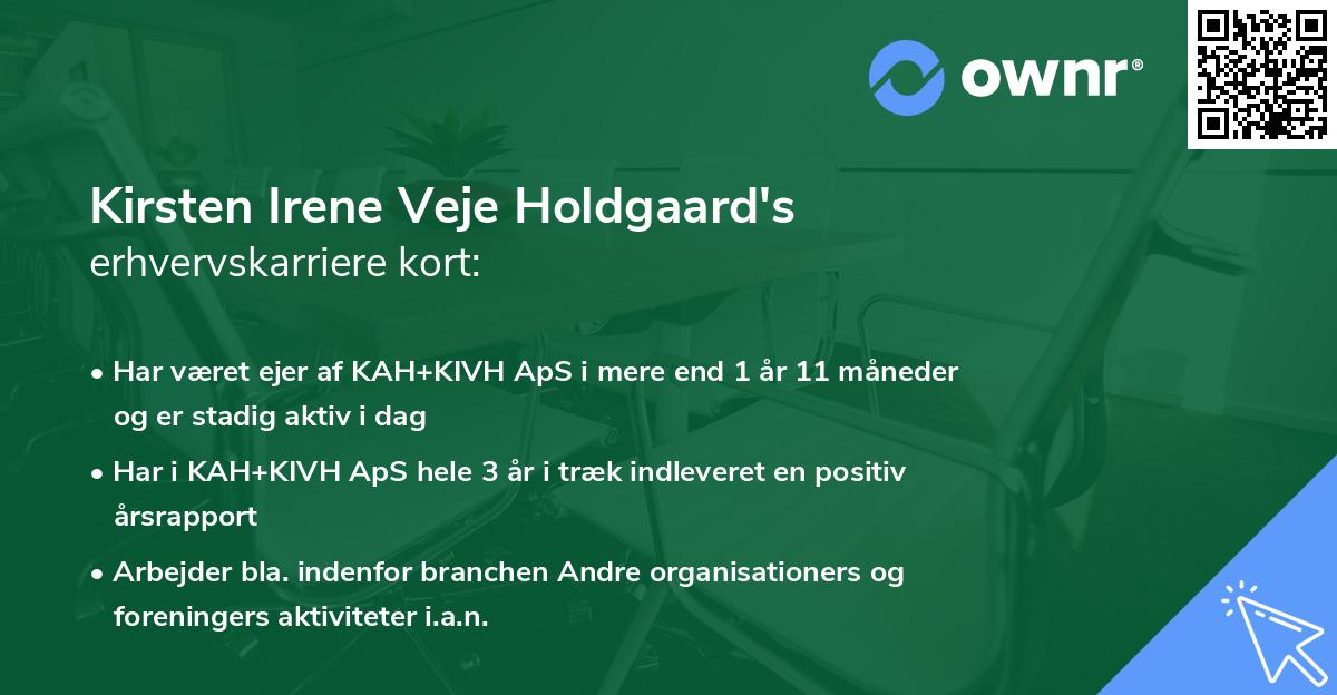 Kirsten Irene Veje Holdgaard's erhvervskarriere kort