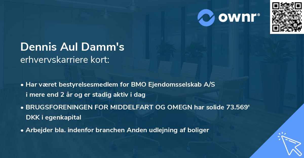 Dennis Aul Damm's erhvervskarriere kort