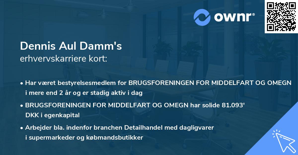 Dennis Aul Damm's erhvervskarriere kort