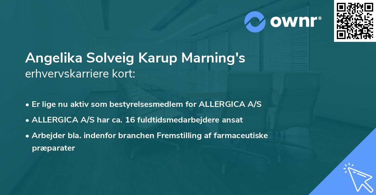 Angelika Solveig Karup Marning's erhvervskarriere kort