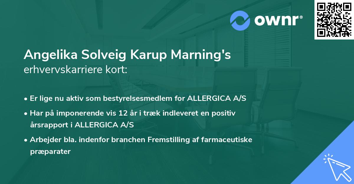 Angelika Solveig Karup Marning's erhvervskarriere kort
