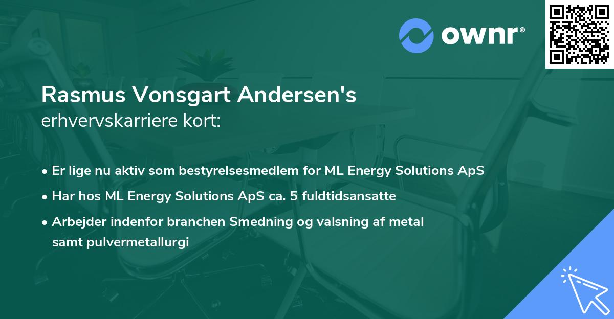 Rasmus Vonsgart Andersen's erhvervskarriere kort