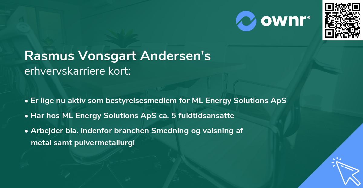 Rasmus Vonsgart Andersen's erhvervskarriere kort