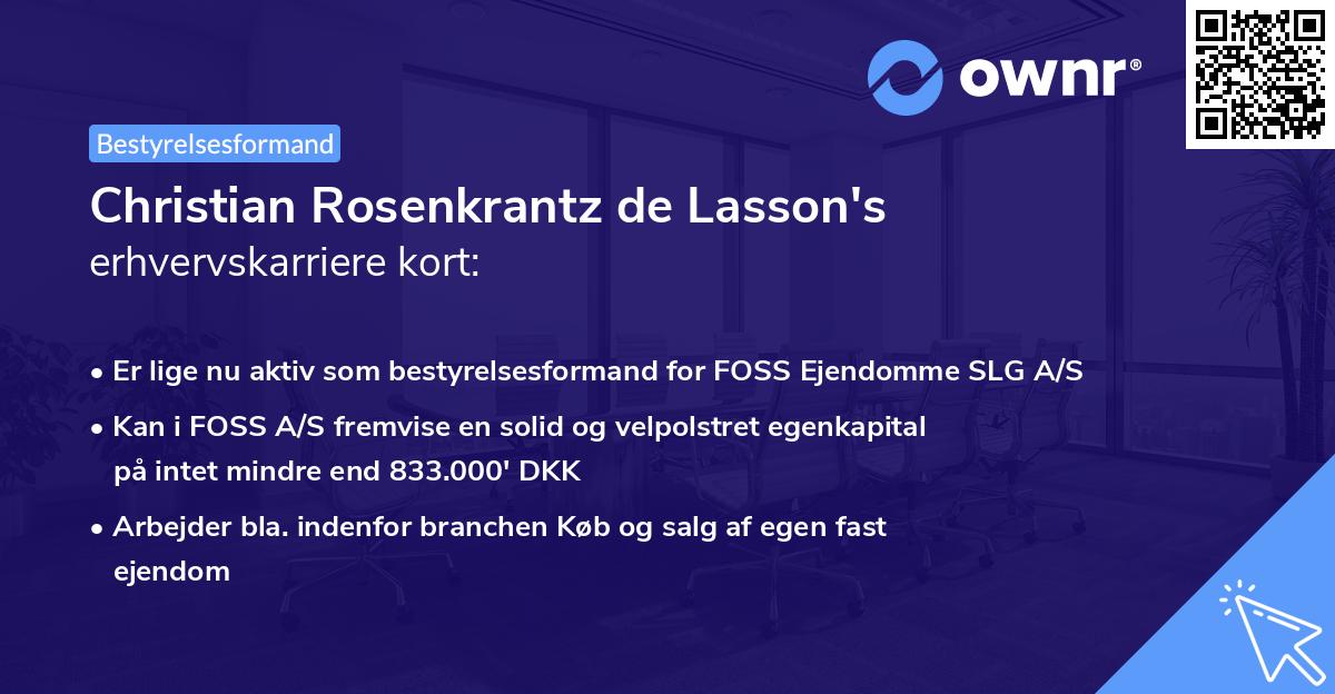 Christian Rosenkrantz de Lasson's erhvervskarriere kort