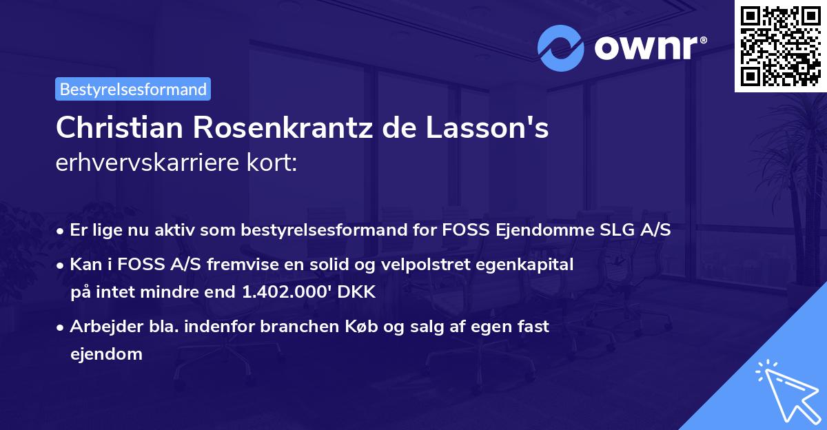Christian Rosenkrantz de Lasson's erhvervskarriere kort