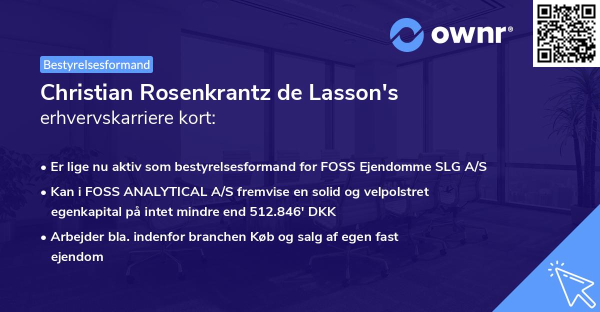 Christian Rosenkrantz de Lasson's erhvervskarriere kort