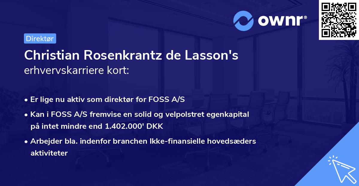 Christian Rosenkrantz de Lasson's erhvervskarriere kort