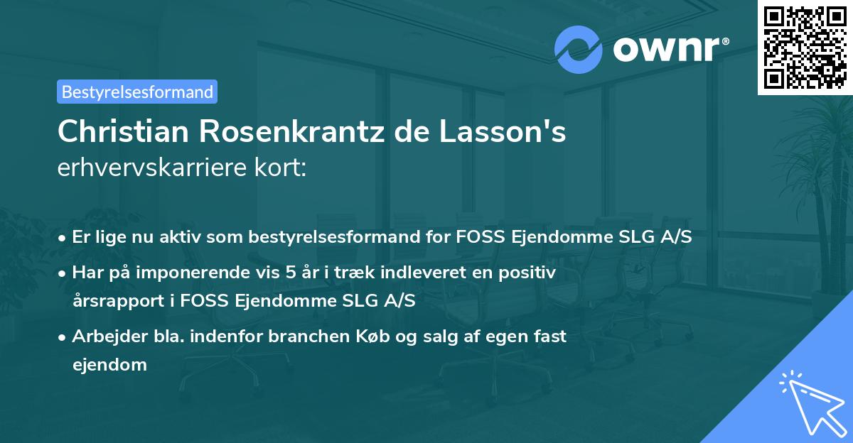 Christian Rosenkrantz de Lasson's erhvervskarriere kort