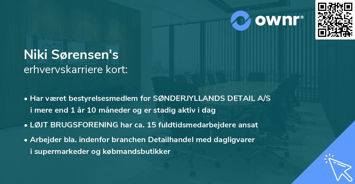 Niki Sørensen's erhvervskarriere kort