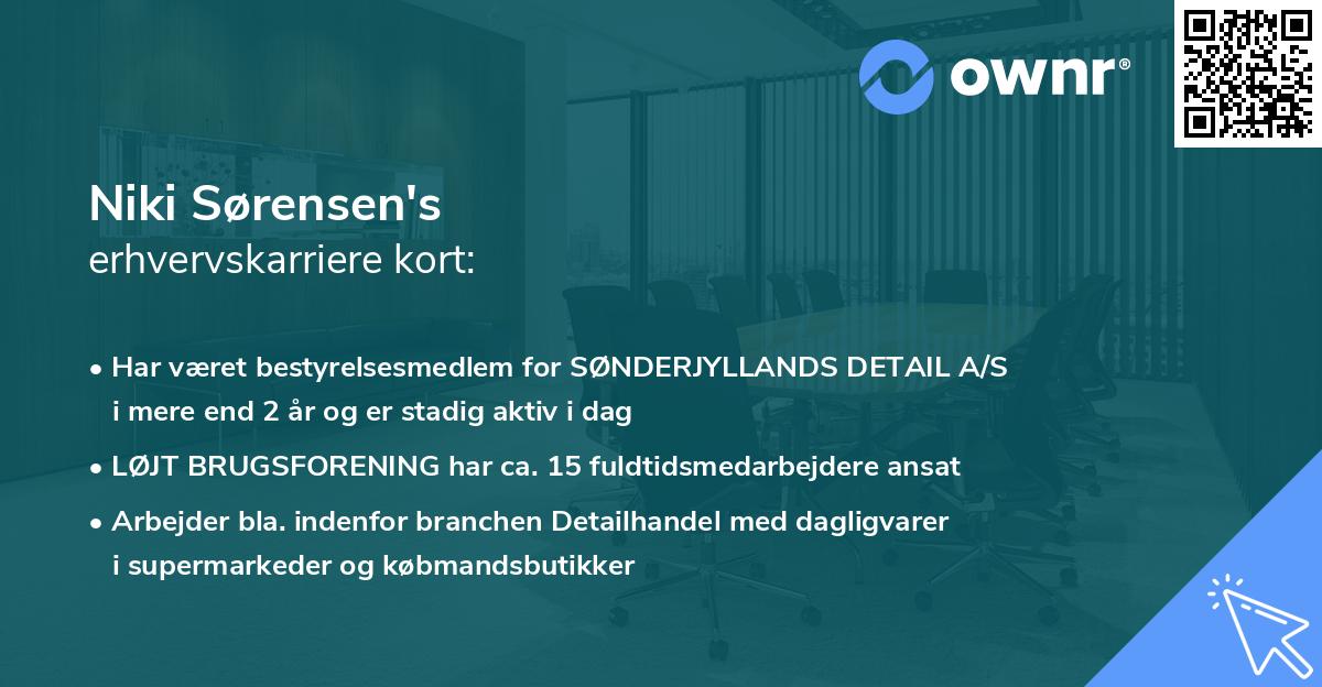 Niki Sørensen's erhvervskarriere kort