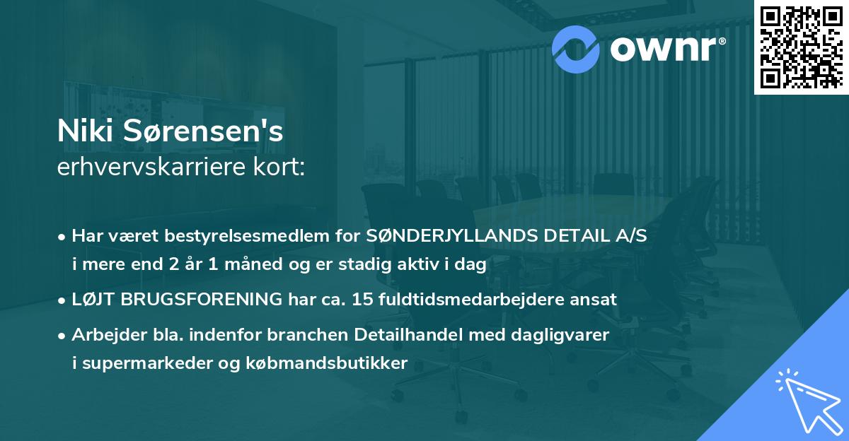 Niki Sørensen's erhvervskarriere kort