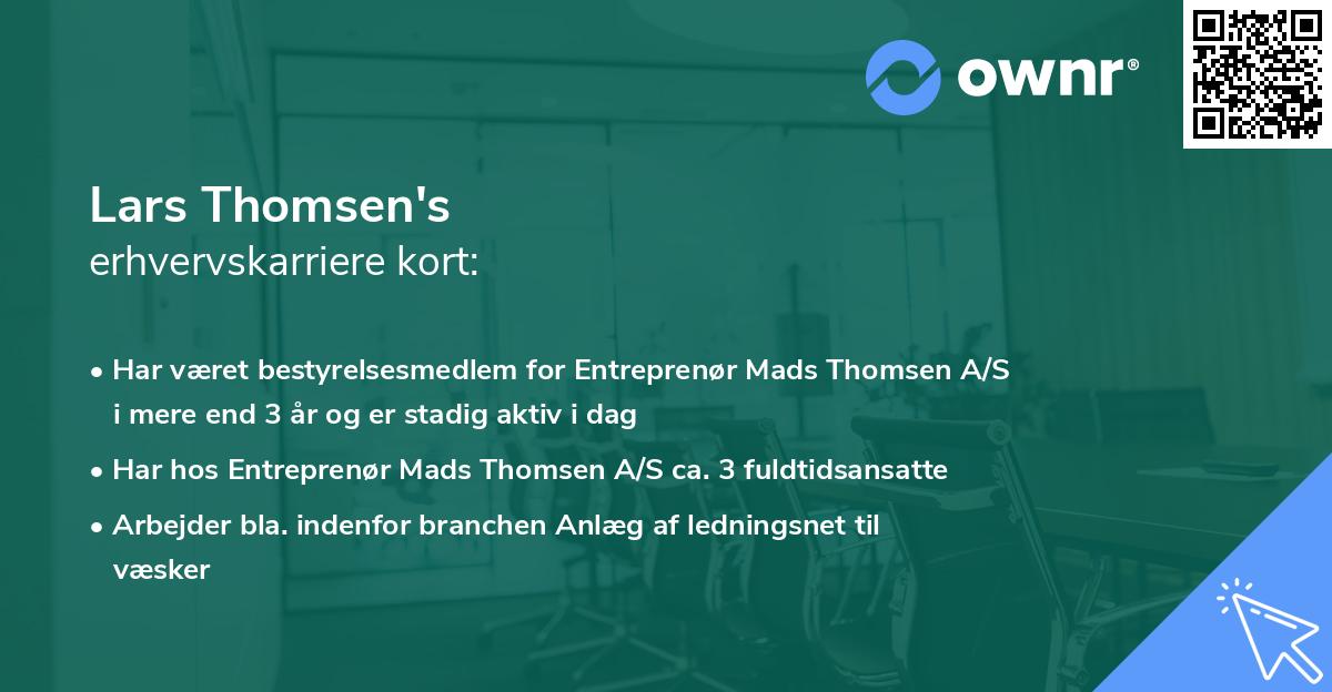 Lars Thomsen's erhvervskarriere kort