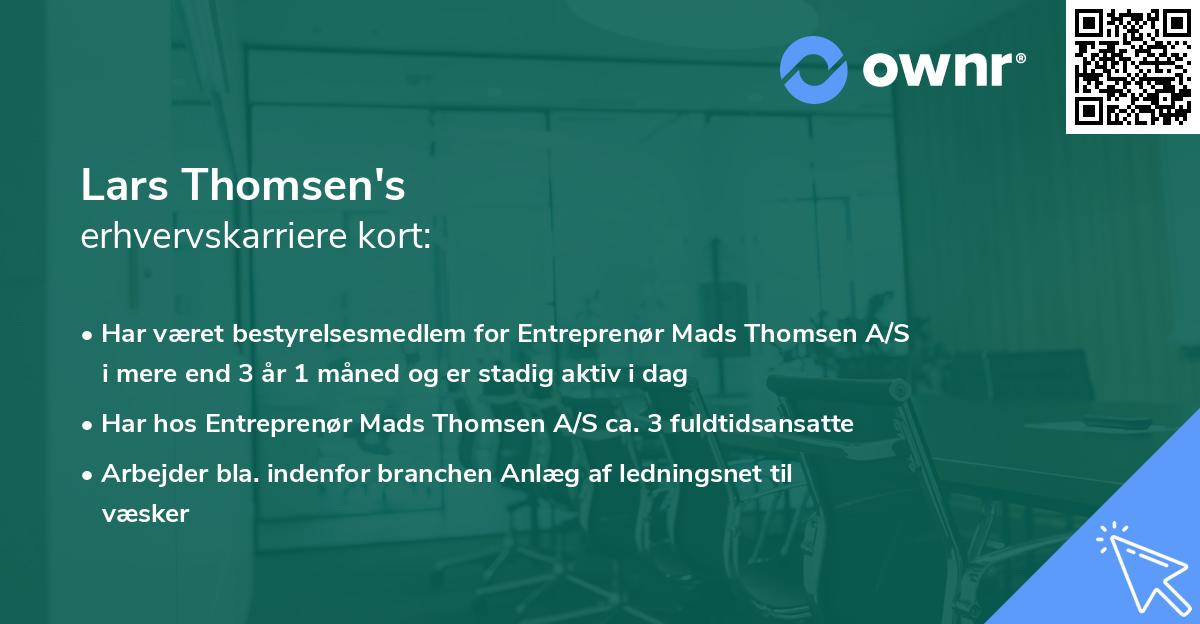 Lars Thomsen's erhvervskarriere kort