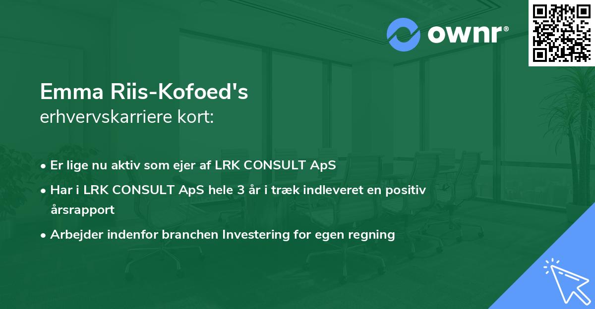 Emma Riis-Kofoed's erhvervskarriere kort
