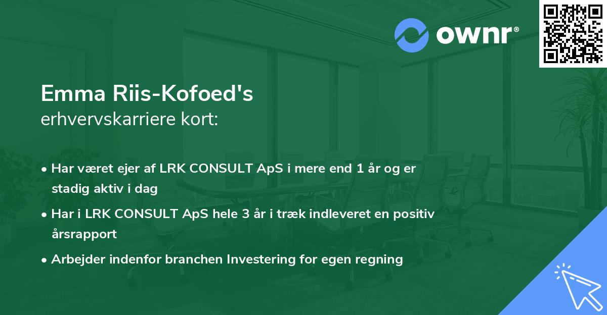 Emma Riis-Kofoed's erhvervskarriere kort