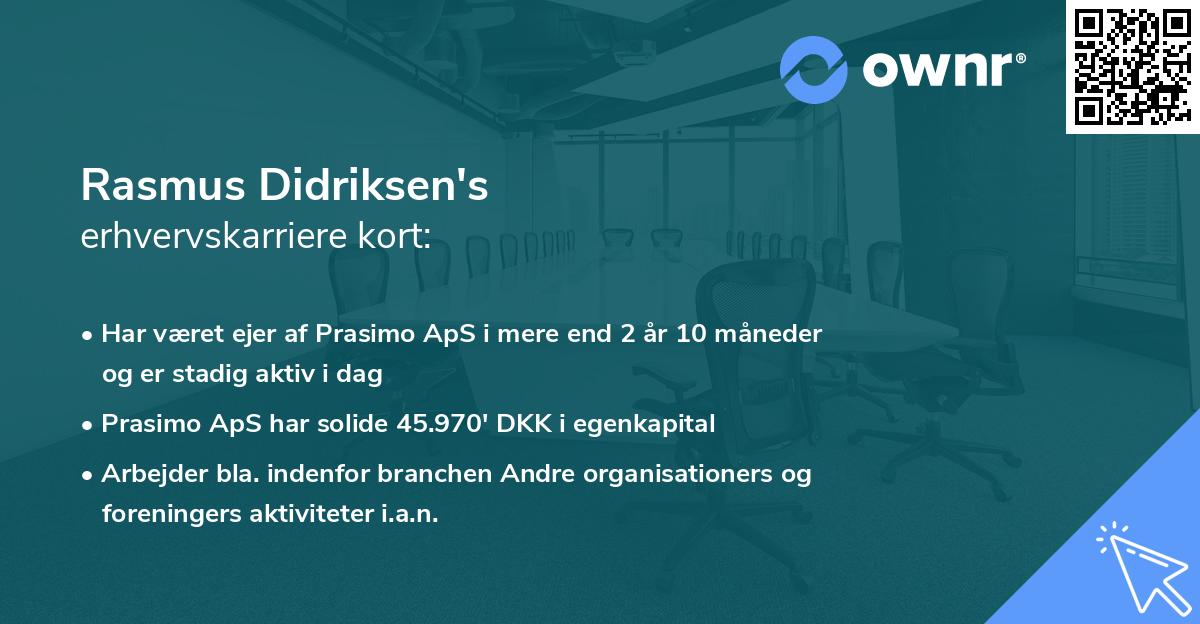Rasmus Didriksen's erhvervskarriere kort