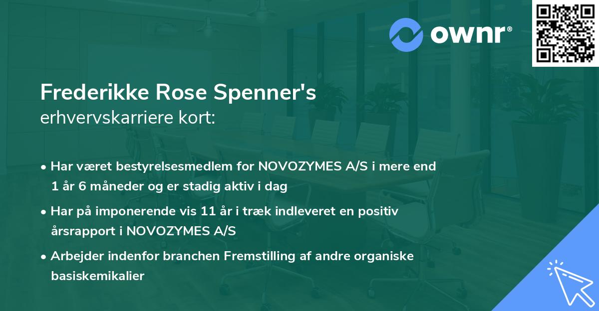 Frederikke Rose Spenner's erhvervskarriere kort