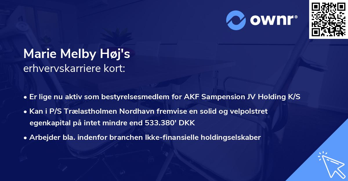 Marie Melby Høj's erhvervskarriere kort
