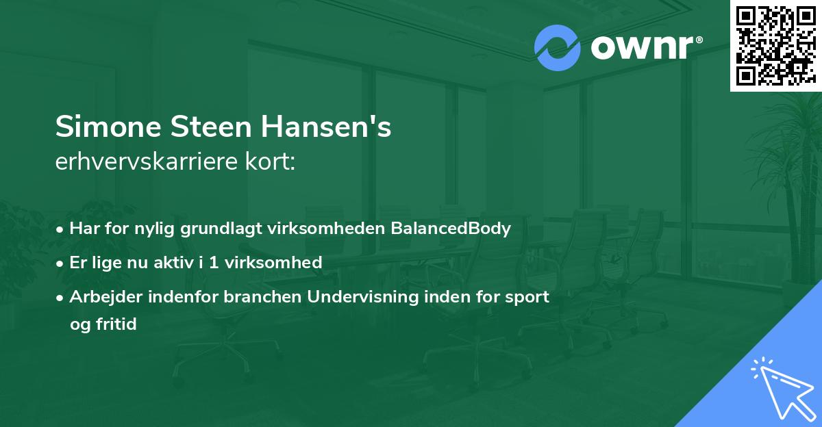 Simone Steen Hansen's erhvervskarriere kort