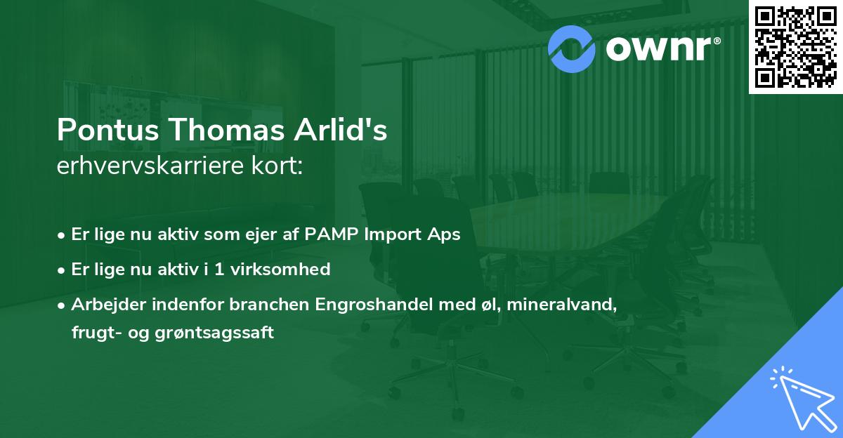 Pontus Thomas Arlid's erhvervskarriere kort