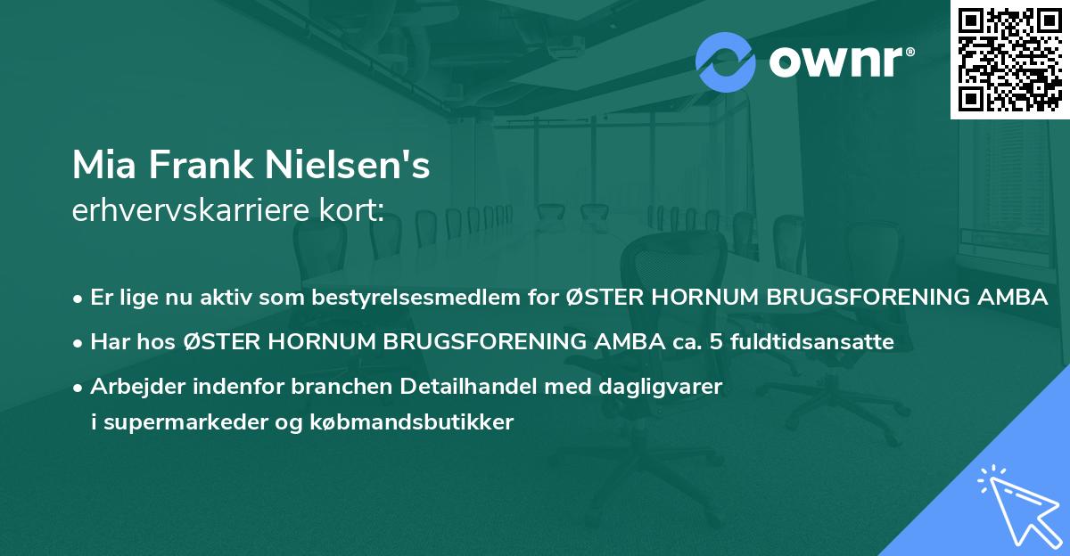 Mia Frank Nielsen's erhvervskarriere kort