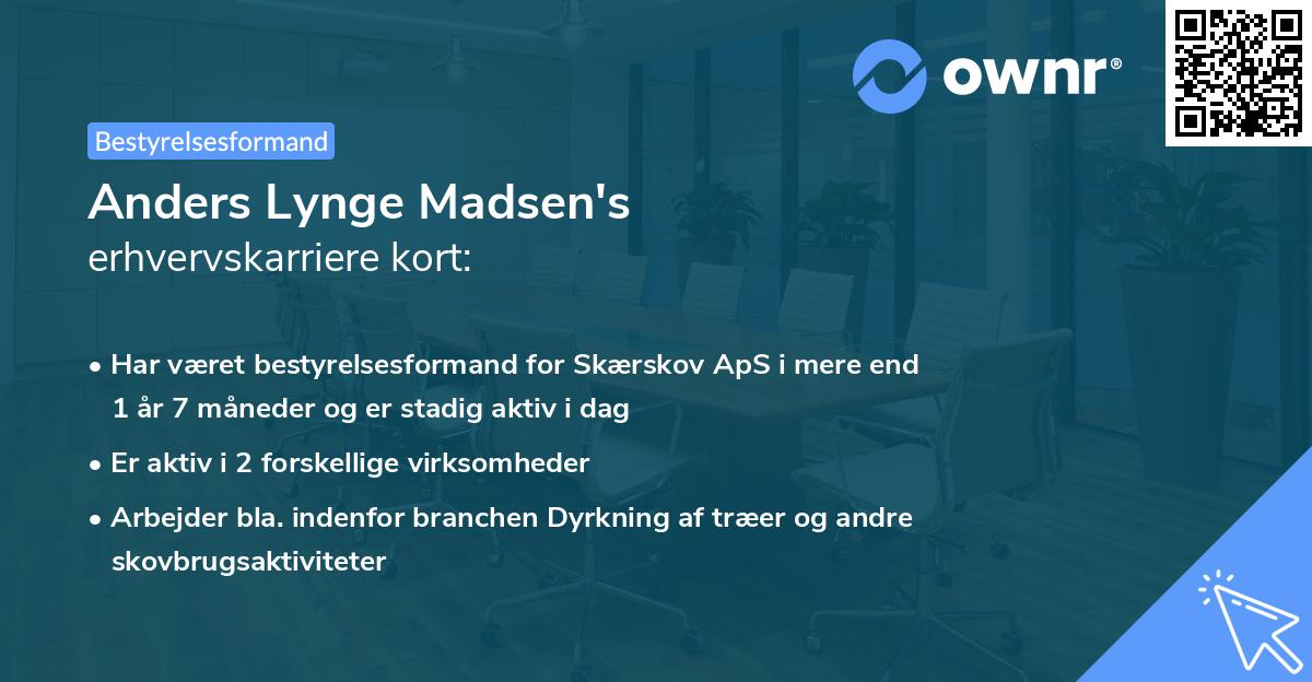 Anders Lynge Madsen's erhvervskarriere kort