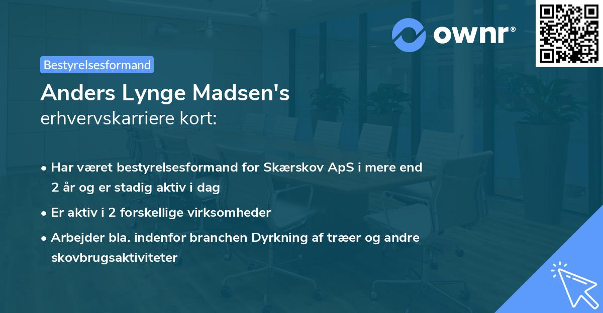 Anders Lynge Madsen's erhvervskarriere kort