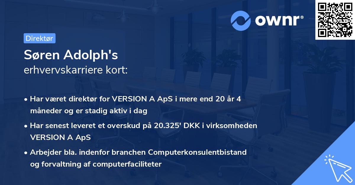Søren Adolph's erhvervskarriere kort