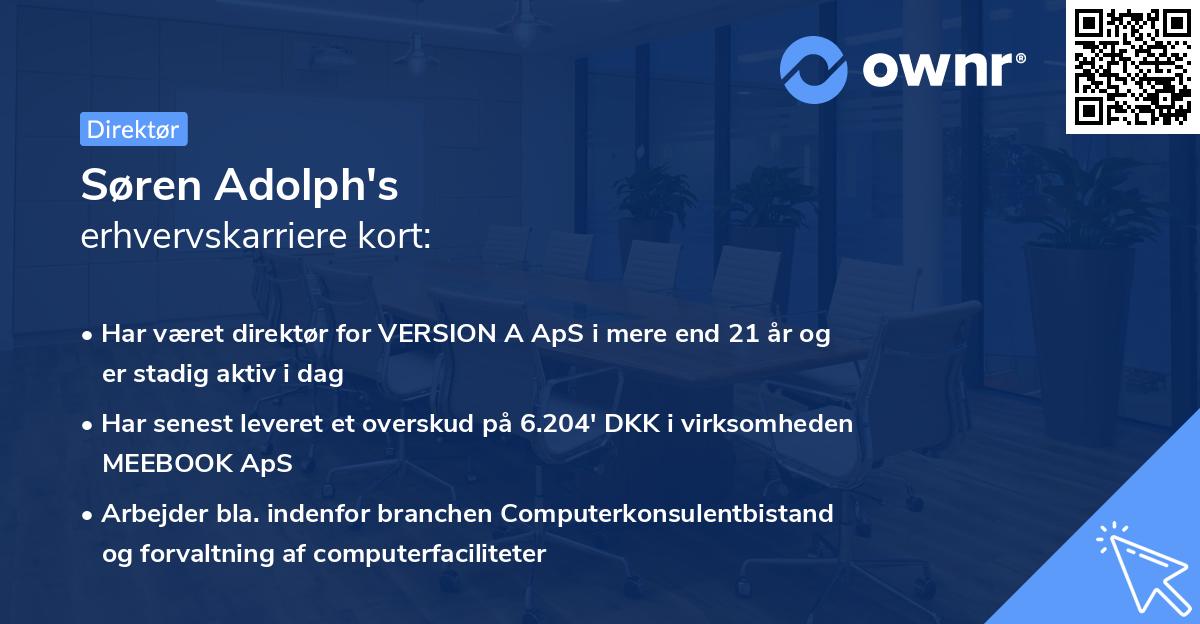 Søren Adolph's erhvervskarriere kort
