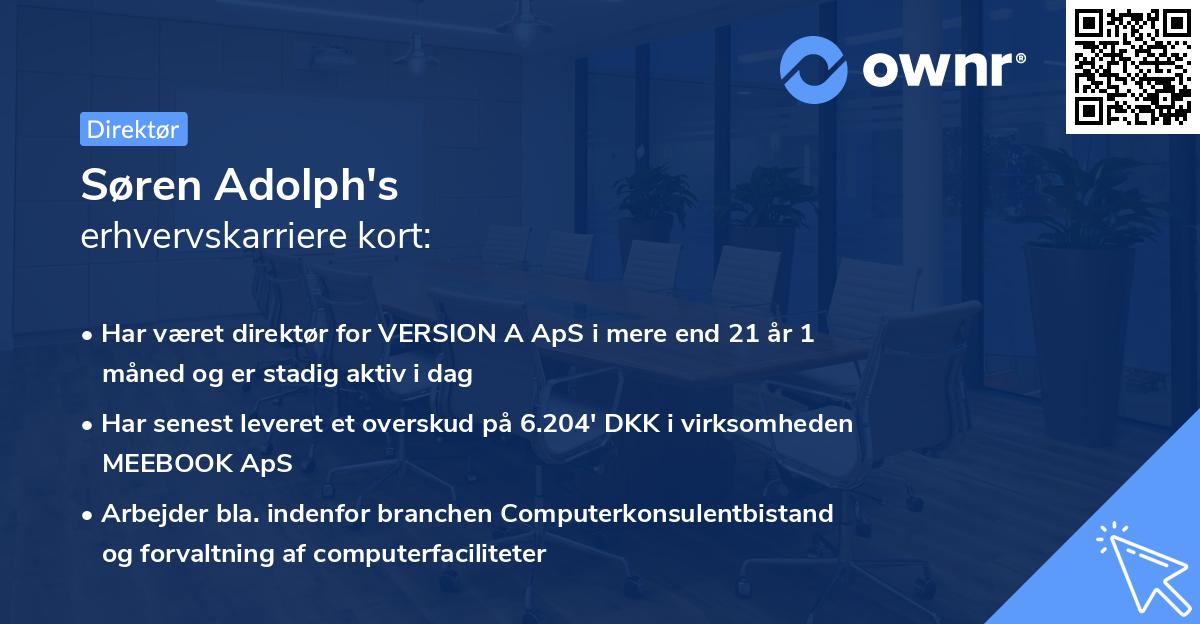Søren Adolph's erhvervskarriere kort