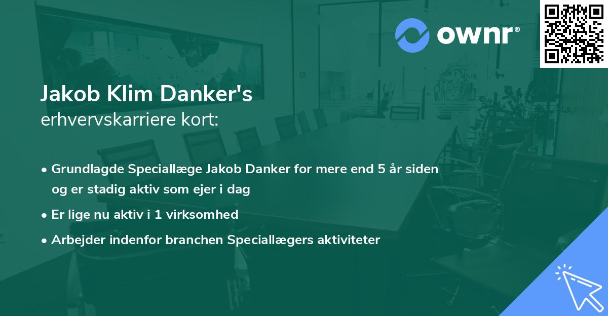 Jakob Klim Danker's erhvervskarriere kort