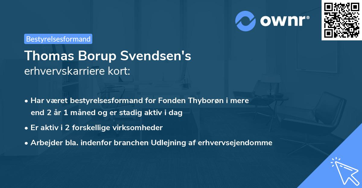 Thomas Borup Svendsen's erhvervskarriere kort