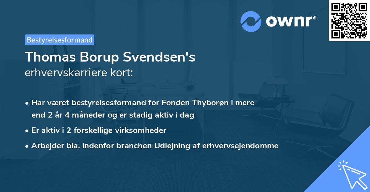 Thomas Borup Svendsen's erhvervskarriere kort