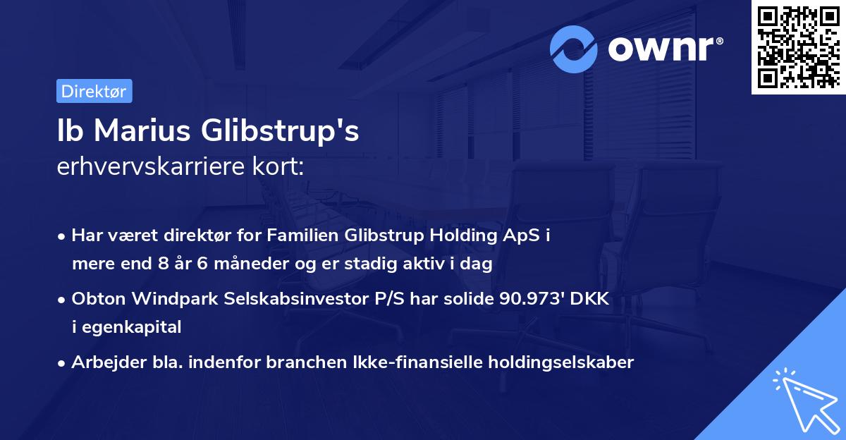 Ib Marius Glibstrup's erhvervskarriere kort