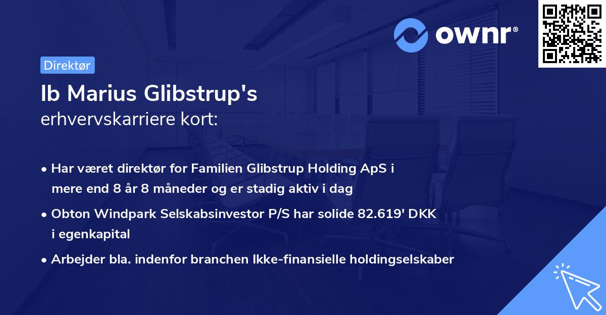 Ib Marius Glibstrup's erhvervskarriere kort