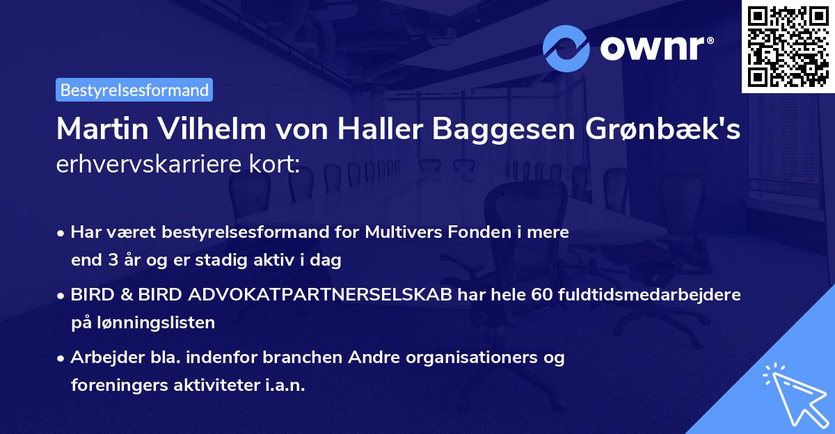 Martin Vilhelm von Haller Baggesen Grønbæk's erhvervskarriere kort