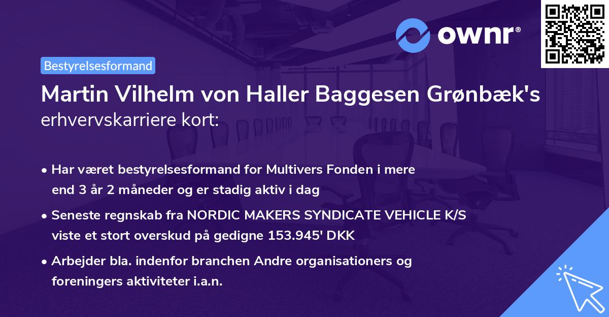 Martin Vilhelm von Haller Baggesen Grønbæk's erhvervskarriere kort