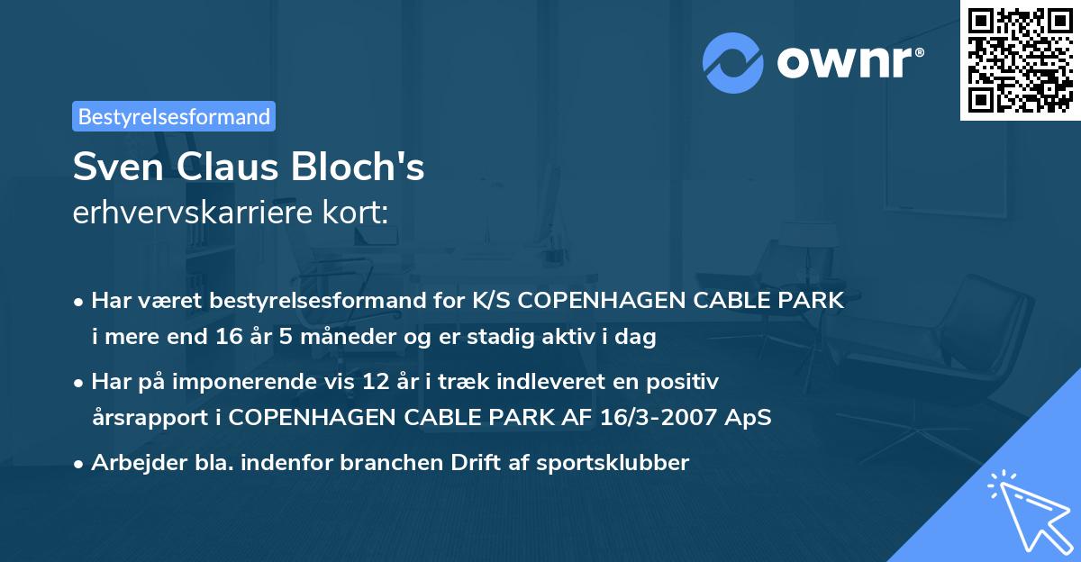 Sven Claus Bloch's erhvervskarriere kort