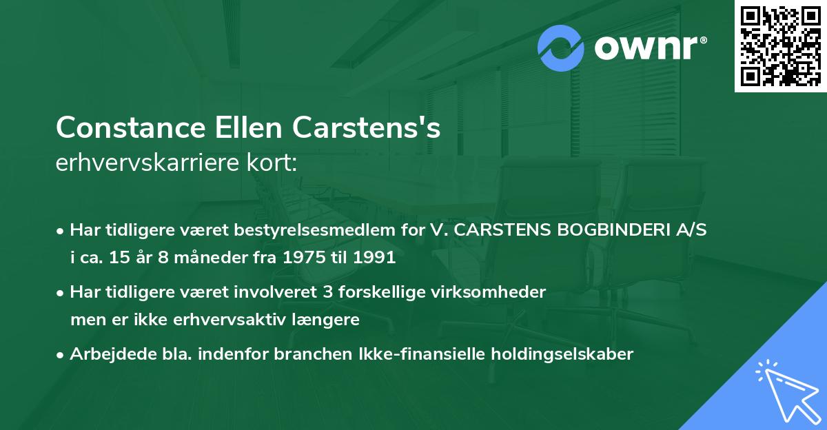 Constance Ellen Carstens's erhvervskarriere kort